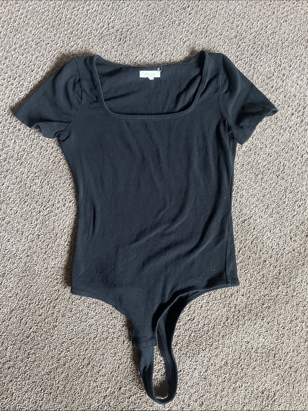 Madewell Black Square-Neck Short Sleeve Bodysuit